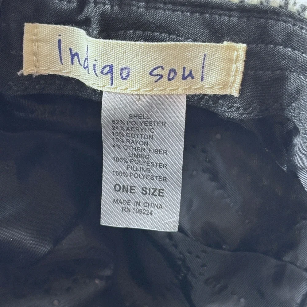 Indigo Soul Newsboy Cap Womens One Size Black‎ White Houndstooth Bow
